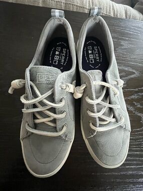 Sperry Grey Canvas Lace-Up Boat Shoes